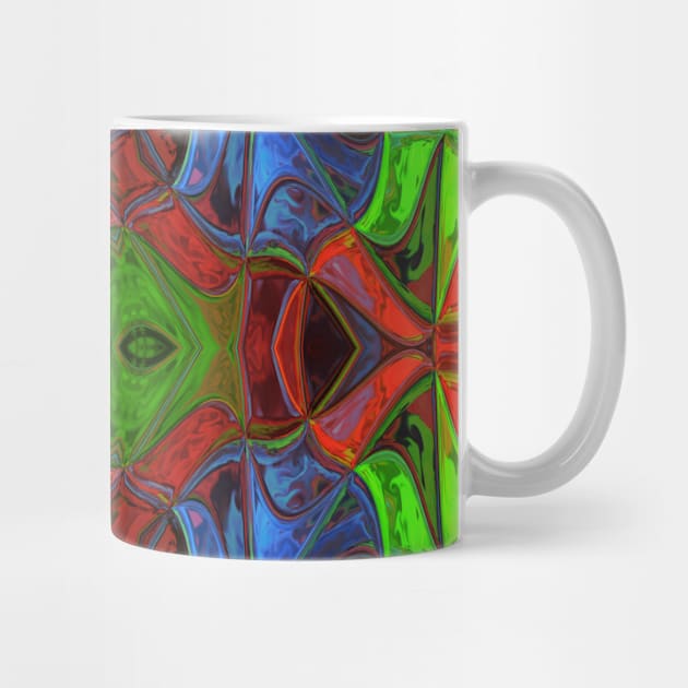 Mosaic Mandala Flower Red Green and Blue by WormholeOrbital